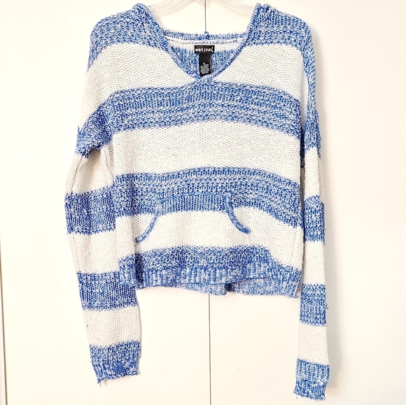 Striped knit hoodie oversized pullover sweater - Picture 1 of 5